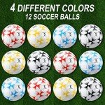 Lenwen 12 Pcs Soccer Balls with Pump Bulk Official Size 5 4 3 Kids Teen Adult Indoor Outdoor Sports Soccer Ball Toddler Youth Gift for Training Game Practice Back to School(Bright Style,Size 4)