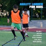 Agility Training Equipment, Soccer Training Equipment, Agility Speed Training Set for Kid Youth Adults, 20FT Agility Ladder, 4 Hurdles,12 Soccer Cones, Jump Rope, Running Parachute, Drill Charts