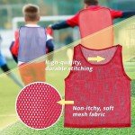 Adorox Adult Scrimmage Practice Jerseys – 24-Pack Nylon Mesh Team Pinnies Sports Vests for Soccer, Football, Basketball, Volleyball – 12 Red & 12 Blue