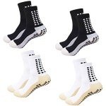 fjberrtsat Men's Socks Soccer Non Skid Ball Football Socks Anti-Slip Athletic Non Slip Pads for Basketball Sports Socks 4 pair,2black2white