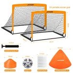Soccer Goals for Backyard Set, Portable Kids Toddler Soccer Goal 2 of 4' x 3', Pop Up Soccer Net Soccer Training Equipment with Size 4 Soccer Ball, Carry Bag, Youth Games, Sports, Outdoor Play