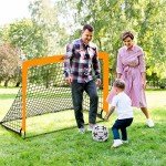 Soccer Goals for Backyard Set, Portable Kids Toddler Soccer Goal 2 of 4' x 3', Pop Up Soccer Net Soccer Training Equipment with Size 4 Soccer Ball, Carry Bag, Youth Games, Sports, Outdoor Play