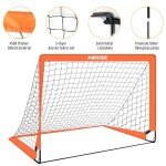 Amoise 4x3FT Portable Soccer Goal 2 Pack, Kids Soccer Goals for Backyard Set, Training Equipment with Soccer Ball, Agility Ladder, Cones Pop Up Portable Soccer for Kids Youth Training Goals(Orange)