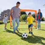 Amoise 4x3FT Portable Soccer Goal 2 Pack, Kids Soccer Goals for Backyard Set, Training Equipment with Soccer Ball, Agility Ladder, Cones Pop Up Portable Soccer for Kids Youth Training Goals(Orange)