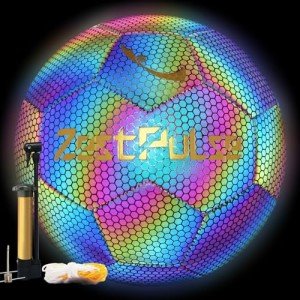 ZestPulse Holographic Reflective Soccer Ball Size 4 & 5 for Kids & Adults, High Visibility for Night Games, Training | Ideal Gift for Boys 8-12 (Dark)