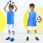 brooman Kids Firm Ground Soccer Cleats Boys Girls Athletic Outdoor Football Shoes(10,Orange Blue)