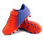 brooman Kids Firm Ground Soccer Cleats Boys Girls Athletic Outdoor Football Shoes(10,Orange Blue)
