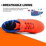 brooman Kids Firm Ground Soccer Cleats Boys Girls Athletic Outdoor Football Shoes(10,Orange Blue)