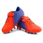 brooman Kids Firm Ground Soccer Cleats Boys Girls Athletic Outdoor Football Shoes(10,Orange Blue)