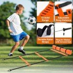 Soccer Training Equipment Agility Training Poles Equipment Includes 6 Flexible Agility Poles, 1*Speed Agility Ladder, 10*Soccer Cones for Speed Training, Soccer Training, Basketball Athletes (Orange)