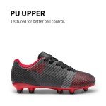 DREAM PAIRS Boys Girls Soccer Cleats Youth Firm Groud Athletic Outdoor Trainning Football Shoes for Little/Big Kid,Size 5 Big Kid,Black/Red,SDSO224K