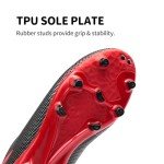 DREAM PAIRS Boys Girls Soccer Cleats Youth Firm Groud Athletic Outdoor Trainning Football Shoes for Little/Big Kid,Size 5 Big Kid,Black/Red,SDSO224K
