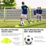 Enmons Soccer Goal - Set of 2 Soccer Nets, 6x4 ft Portable Pop Up Soccer Goals for Backyard - Soccer Training Equipment with Soccer Ball, Ladder, and Cones - Toddler Kids Youth Outdoor Game Toys