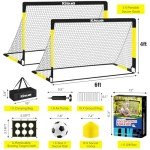 Kids Soccer Goal for Backyard Set - 2 of 6x4 ft Soccer Goals Training Equipment, Soccer Net for Kids Age 3-5 6-8 8-10 10-12, Ball, Targets for Toddler Kid Youth Soccer Games Sports Outdoor Play