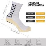 Ultrafun 5 Pairs Soccer Socks with Grip Pads Non Slip Football Basketball Sports Socks for Men Women (5Pairs-White)
