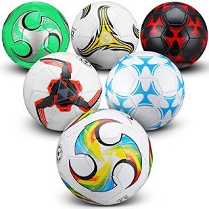 Deekin 6 Pcs Soccer Ball with Pump Official Size Indoor Outdoor Soft Sport Soccer Gift for Child Teen Adult Game Training Back to School(Size 4)