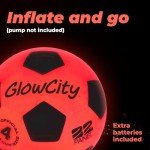 GlowCity Glow in The Dark Soccer Ball | Light Up Indoor/Outdoor Soccer Ball with 2 LED Lights | Pre-Installed Batteries | Fun Gift for Teens