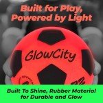 GlowCity Glow in The Dark Soccer Ball | Light Up Indoor/Outdoor Soccer Ball with 2 LED Lights | Pre-Installed Batteries | Fun Gift for Teens