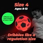 GlowCity Glow in The Dark Soccer Ball | Light Up Indoor/Outdoor Soccer Ball with 2 LED Lights | Pre-Installed Batteries | Fun Gift for Teens