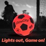 GlowCity Glow in The Dark Soccer Ball | Light Up Indoor/Outdoor Soccer Ball with 2 LED Lights | Pre-Installed Batteries | Fun Gift for Teens