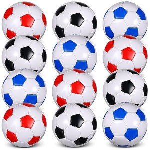 Libima 12 Pcs Soccer Balls with Pump Official Size 3/4/5 Soccer Ball Bulk for Child Adult School Sport Training Practice Back to School(Size 3,Red, Blue, Black)