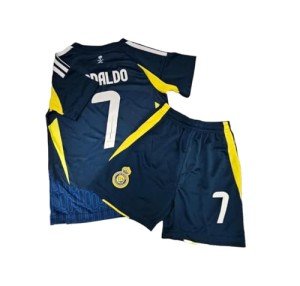 1 Stop Soccer Ronaldo CR7 Jersey Kids Uniform AL NASSR Fc Saudi Arabia Blue and Yellow (US, Age, 10 Years, 11 Years, Blue)