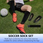 Ukontagood 2 Pairs Mens Grip Soccer Socks, 2 Pairs Shin Sleeves with 1 Pack Shin Guards and 4 Straps, Soccer Football Game Set 9 Pcs (Black)
