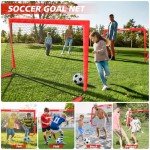 Choiana Kids Soccer Goals for Backyard Set of 2, 6x4 ft Portable Soccer Goal Training Equipment, Soccer Net w/Soccer Ball, Agility Ladder & Cones, Soccer Nets for Kids Youth Outdoor Sports Games Play