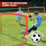 Choiana Kids Soccer Goals for Backyard Set of 2, 6x4 ft Portable Soccer Goal Training Equipment, Soccer Net w/Soccer Ball, Agility Ladder & Cones, Soccer Nets for Kids Youth Outdoor Sports Games Play