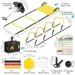 Agility Speed Training Equipment Set - 20ft Speed Ladder, 12 Cones, 4 Adjustable Hurdles, Jump Rope, Parachute, 3 Resistance Bands | Ideal for Basketball, Football, Soccer, for Kids, Youth, Adults