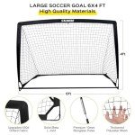 6x4 ft Kids Soccer Goals for Backyard Set of 2- Portable Pop Up Soccer Net for Backyard for Kids Toddler Youth, Soccer Training Equipment+ Soccer Goal Target, Ball and Cones, Outdoor Soccer Games