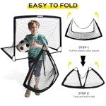 6x4 ft Kids Soccer Goals for Backyard Set of 2- Portable Pop Up Soccer Net for Backyard for Kids Toddler Youth, Soccer Training Equipment+ Soccer Goal Target, Ball and Cones, Outdoor Soccer Games