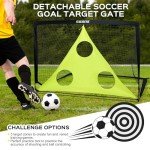 6x4 ft Kids Soccer Goals for Backyard Set of 2- Portable Pop Up Soccer Net for Backyard for Kids Toddler Youth, Soccer Training Equipment+ Soccer Goal Target, Ball and Cones, Outdoor Soccer Games