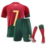 Football Jersey, jersey 2022 Soccer Jersey, T-Shirt Boys Kids Youth Jersey Socks Soccer Shirt Kit Set (8-9 Years, Red)