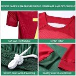 Football Jersey, jersey 2022 Soccer Jersey, T-Shirt Boys Kids Youth Jersey Socks Soccer Shirt Kit Set (8-9 Years, Red)