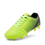 DREAM PAIRS Boys Girls Outdoor Sport Football Shoes Soccer Cleats for Little/Big Kid,Size 1 Little Kid,Neon/Green/Black,SUPERFLIGHT-1K