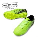 DREAM PAIRS Boys Girls Outdoor Sport Football Shoes Soccer Cleats for Little/Big Kid,Size 1 Little Kid,Neon/Green/Black,SUPERFLIGHT-1K