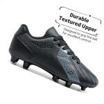 DREAM PAIRS Boys Girls Soccer Cleats Youth Firm Groud Classic Lightweight Football Shoes for Little/Big Kid,Size 10 Toddler,Black/Dark/Grey,HZ19006K