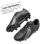 DREAM PAIRS Boys Girls Soccer Cleats Youth Firm Groud Classic Lightweight Football Shoes for Little/Big Kid,Size 10 Toddler,Black/Dark/Grey,HZ19006K
