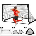 ECHOSAMEN Kids Soccer Goals for Backyard, 2 of 6 x 4 ft Kids Soccer Goal Set Soccer Net with 10 Soccer Cones, Agility Ladder & Carry Bag, Portable Soccer Training Equipment.