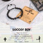 UNGENT THEM Soccer Gifts for 8 12 14, Soccer Accessories Stuff Cross Bracelet Christmas Easter Basket Stuffers Gifts for Teenage Teens