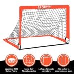 2 Pack 4' x 3' Soccer Goal Net Set, Pop Up Kids Practice Soccer Goals for Indoor and Outdoor.Portable Soccer Net with Carrying Bag & Ground Pegs, Perfect for Backyard, Field, Court (Orange)