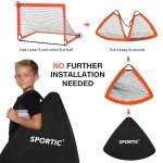 2 Pack 4' x 3' Soccer Goal Net Set, Pop Up Kids Practice Soccer Goals for Indoor and Outdoor.Portable Soccer Net with Carrying Bag & Ground Pegs, Perfect for Backyard, Field, Court (Orange)