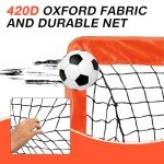 2 Pack 4' x 3' Soccer Goal Net Set, Pop Up Kids Practice Soccer Goals for Indoor and Outdoor.Portable Soccer Net with Carrying Bag & Ground Pegs, Perfect for Backyard, Field, Court (Orange)