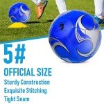 DHYLRICHER 6 Pack Size 5 Soccer Balls for Training & Matches – Official Size & Weight, Includes Carry Net, Needles, Air Pump – Ideal for Adult Players(Size 5)