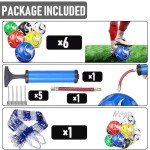 DHYLRICHER 6 Pack Size 5 Soccer Balls for Training & Matches – Official Size & Weight, Includes Carry Net, Needles, Air Pump – Ideal for Adult Players(Size 5)