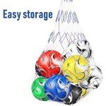 DHYLRICHER 6 Pack Size 5 Soccer Balls for Training & Matches – Official Size & Weight, Includes Carry Net, Needles, Air Pump – Ideal for Adult Players(Size 5)