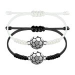 SmileBelle Soccer Gifts Soccer Easter Basket Soccer Bracelets 2 Pcs Soccer Accessories White and Black Sport Bracelets as Son Daughter Soccer Party Favors, Soccer Stuff Jewelry for Fans Soccer Lover