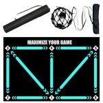 Doskona Football Footstep Training Mat, Soccer Training Mat 35 * 24IN, Soccer Skills Training Equipment with Storage Bag and Soccer Return Trainer Net (Black-Blue)