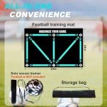 Doskona Football Footstep Training Mat, Soccer Training Mat 35 * 24IN, Soccer Skills Training Equipment with Storage Bag and Soccer Return Trainer Net (Black-Blue)